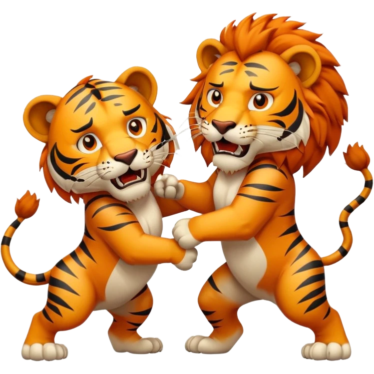 brutal fight between one lion and one tiger  emoji
