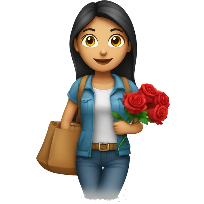 A girl named ‘’Ankita’’ carrying a bag and she hold a red rose  emoji