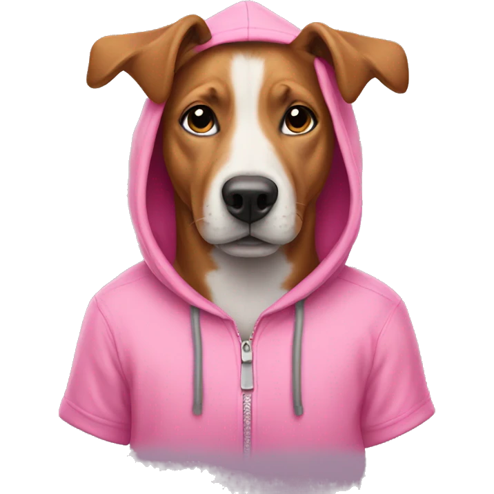 dog wearing a pink hoodie emoji