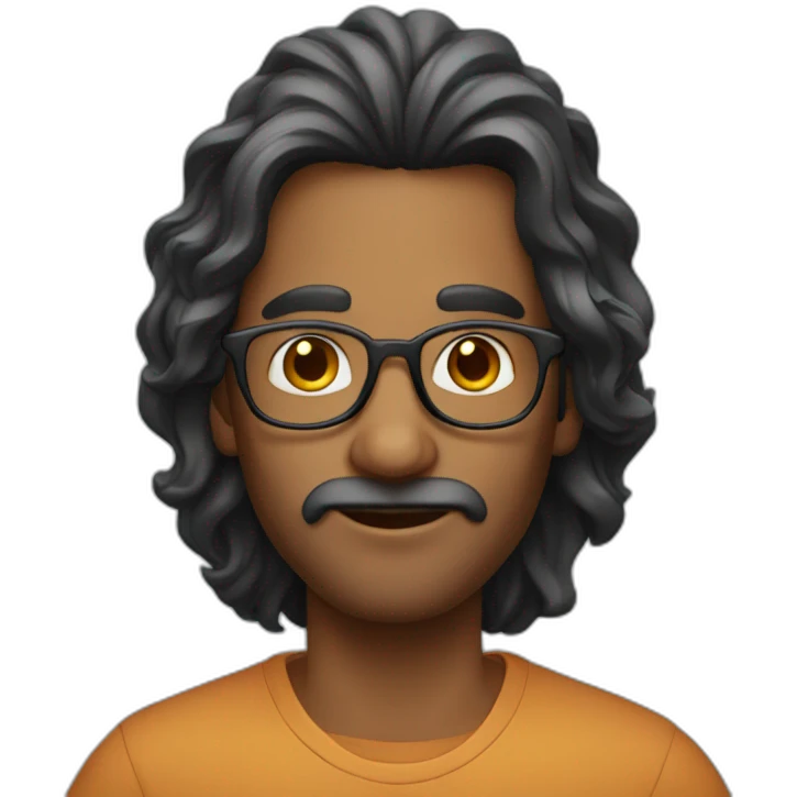 Indian guy with a long wavy hairs and wearing a glasses emoji