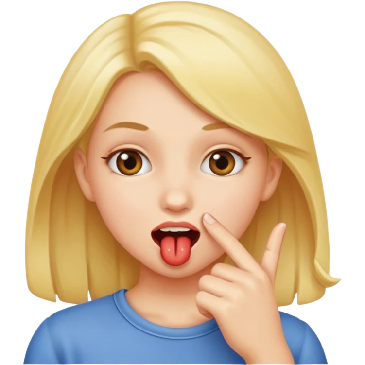 Una chica mordiéndose el dedo emoji