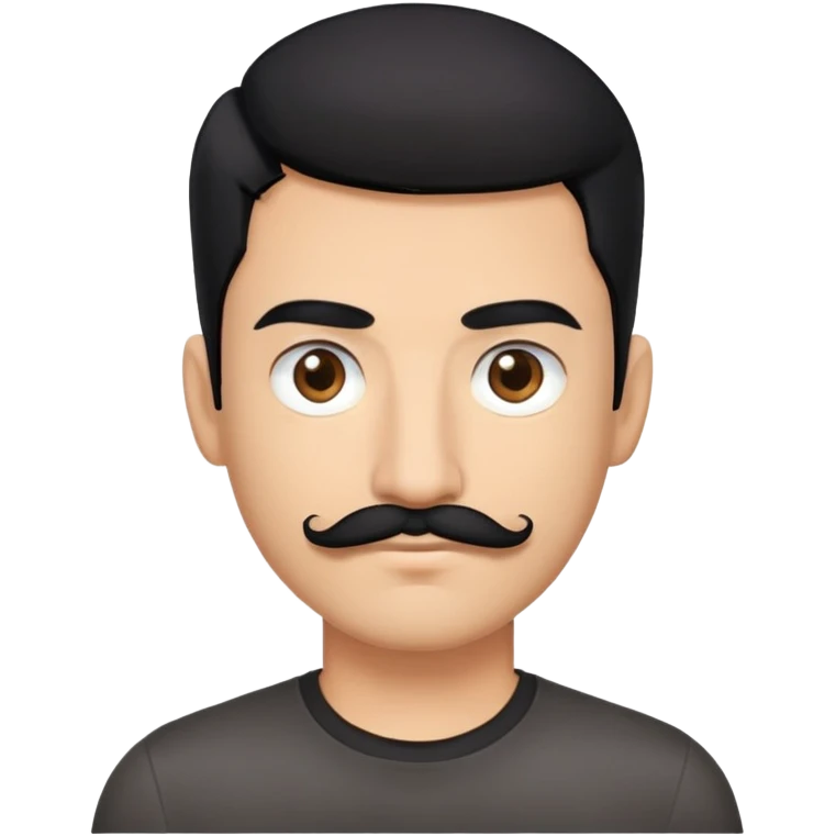 tech bro with black hair, black mustache, brown eyes. black shirt. emoji
