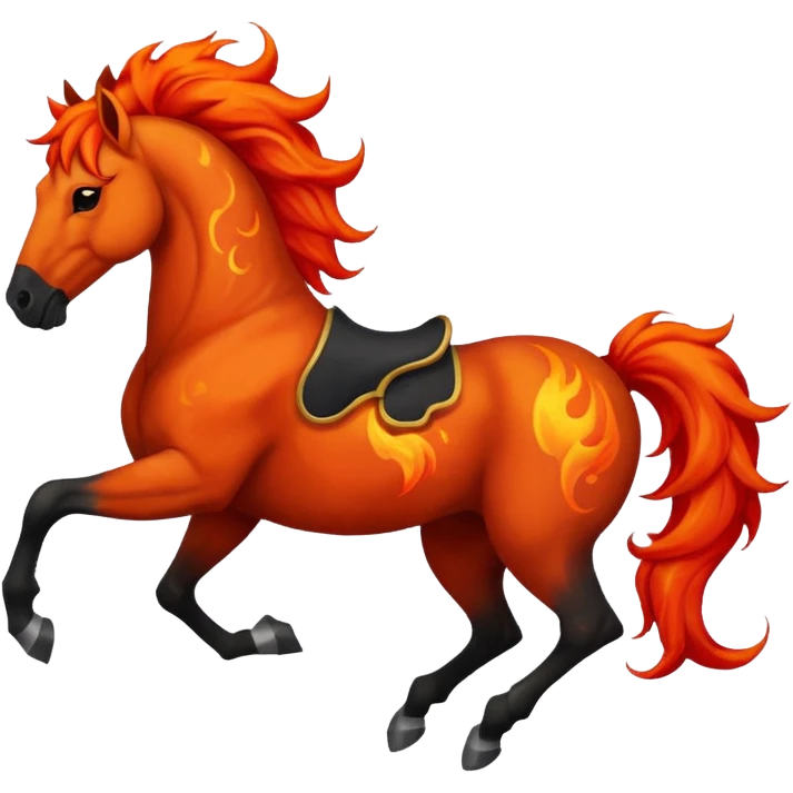 red fire horse with front leg upside  emoji