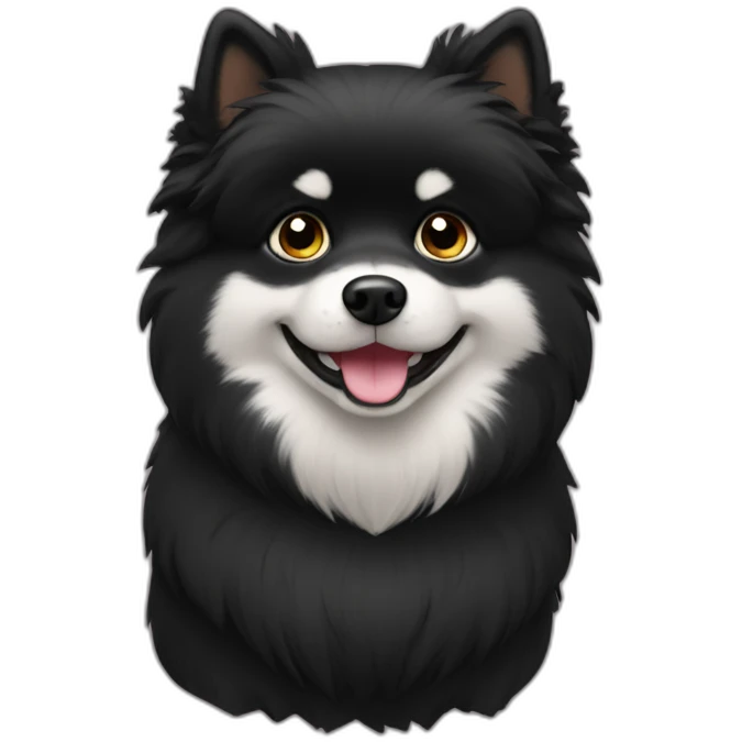 Black cute spitz emoji