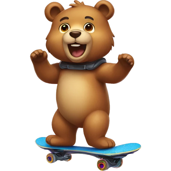 an emoji bear on hoverboard emoji