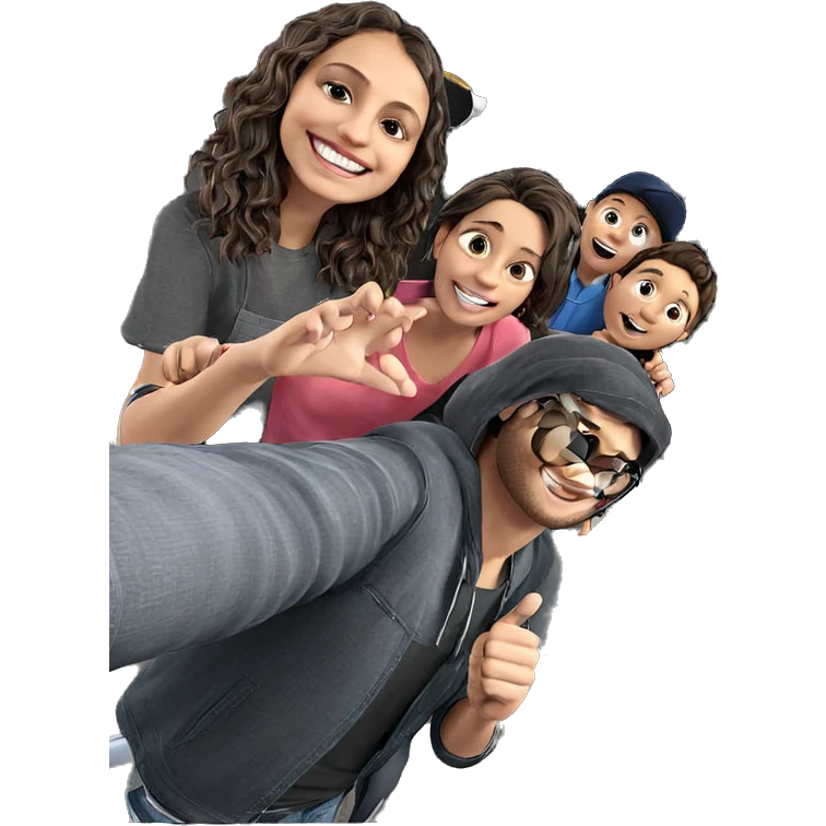 happy friends with cars emoji