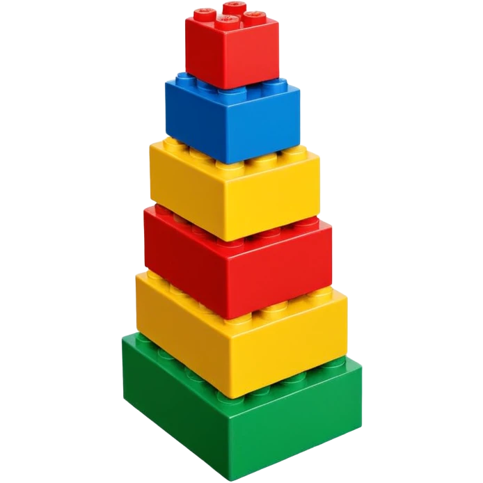6 to 7 stacked lego blocks, various colors, bright and clear shapes emoji