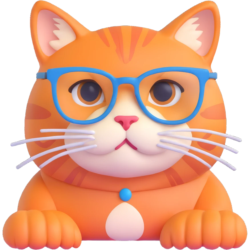 orange cat wearing eyeglasses emoji