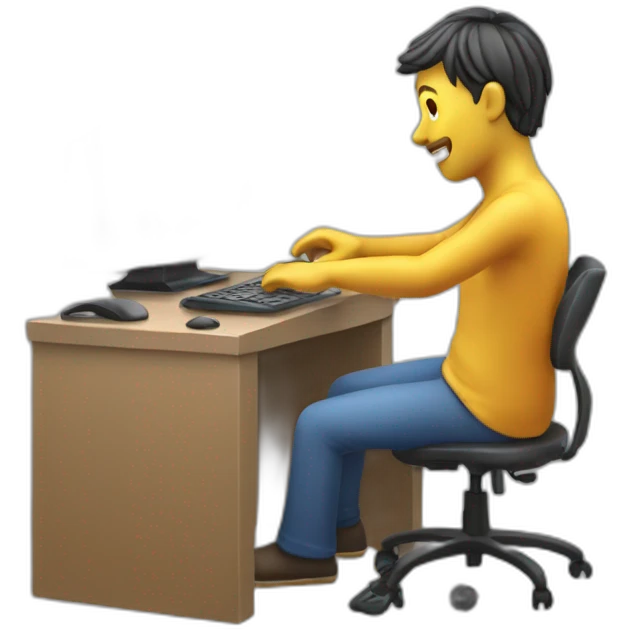 3d man working on pc emoji