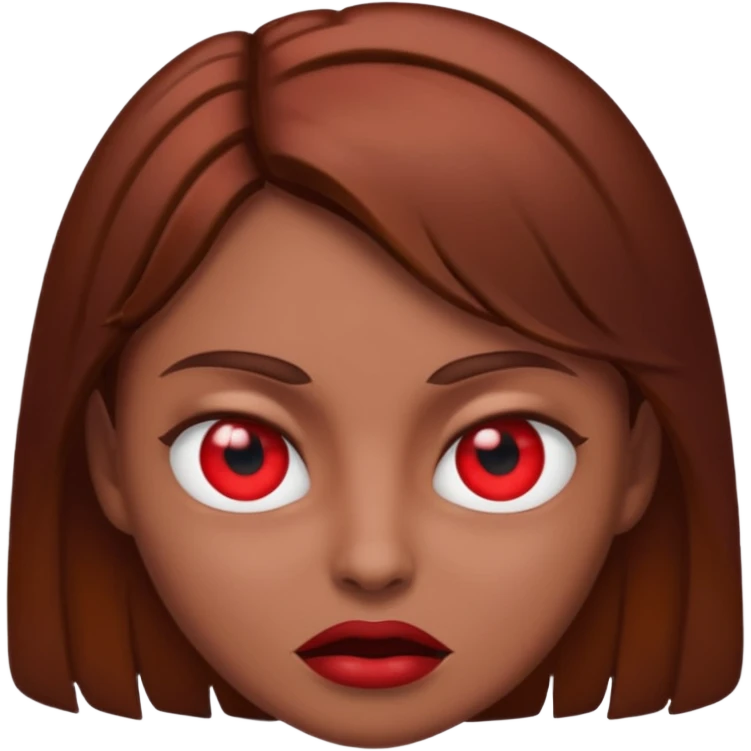 RED EYES, EVIL EMOJI, KILLER EYES, BROWN HAIR emoji