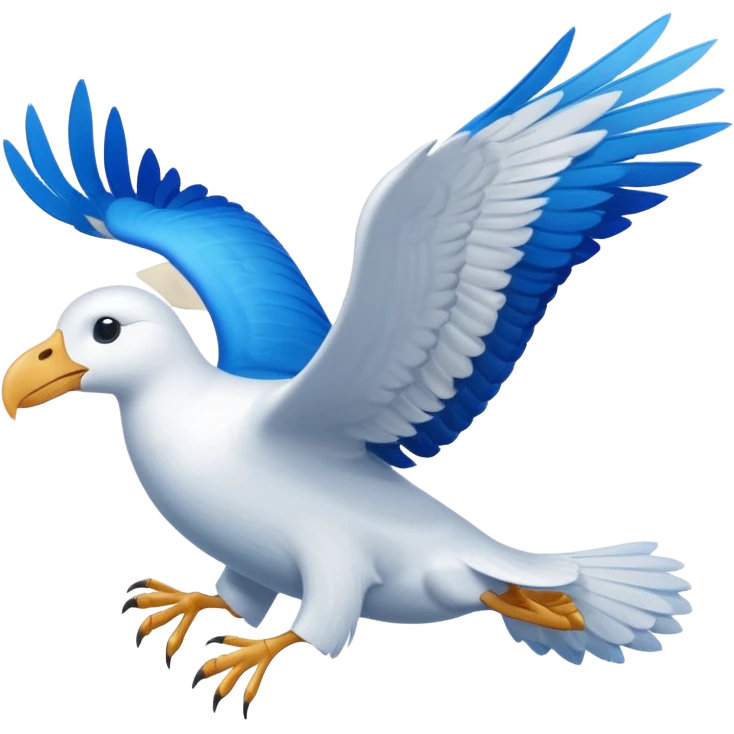 Albatross flying blue instead of black wings emoji