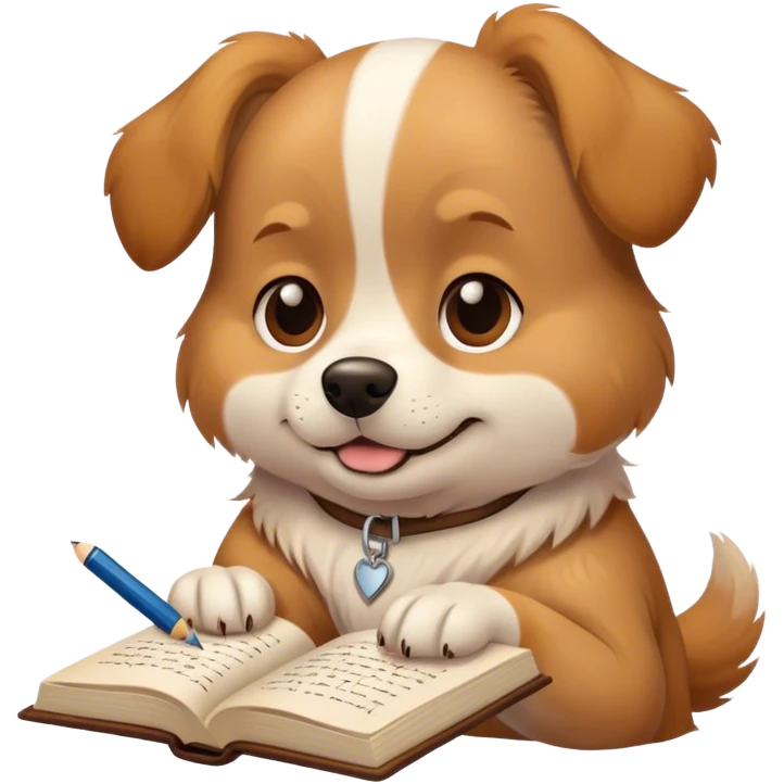 cachorro escrevendo um livro emoji