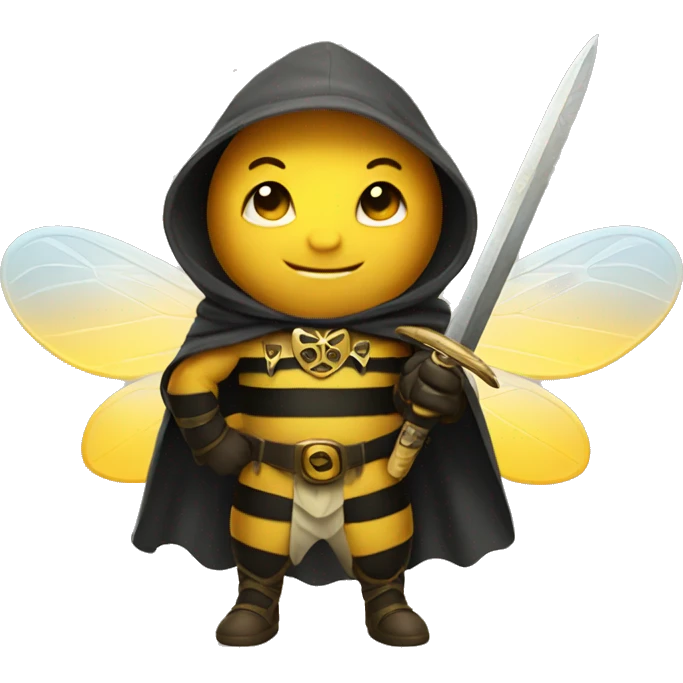Bee with cloak and sword emoji