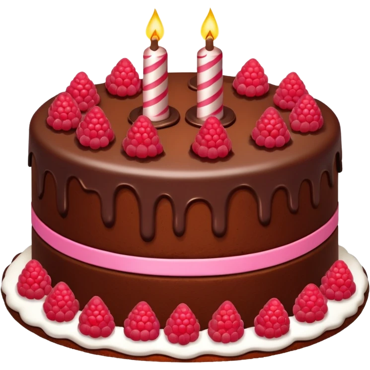 Chocolate Birthday Cake with raspberries emoji