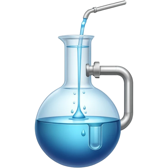 big chemical vessel filled with liquid, with a visible stirrer, inlet and outlet emoji