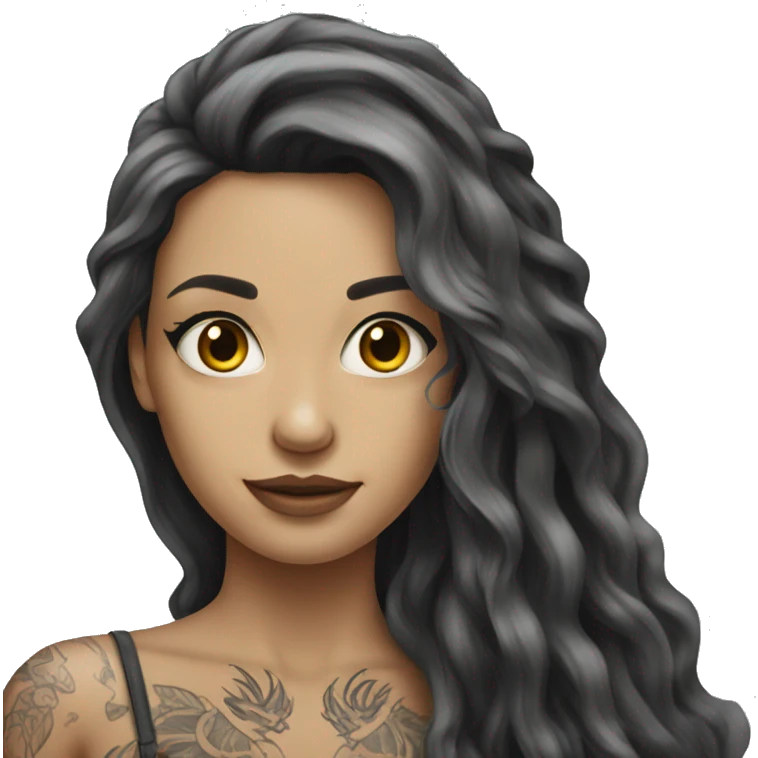 tattooed woman very attractive long hair emoji