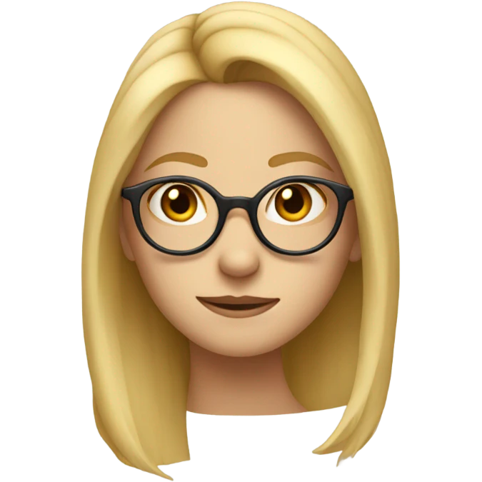 girl, long blonde hair, glasses, pointy nose emoji