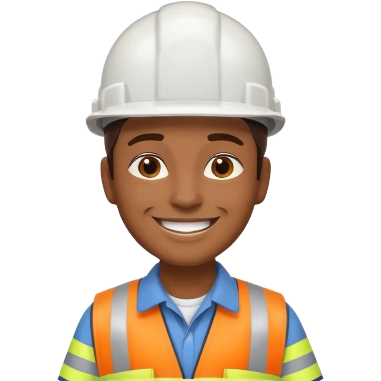Persona morena con ropa de obra de construccion y casco blanco emoji