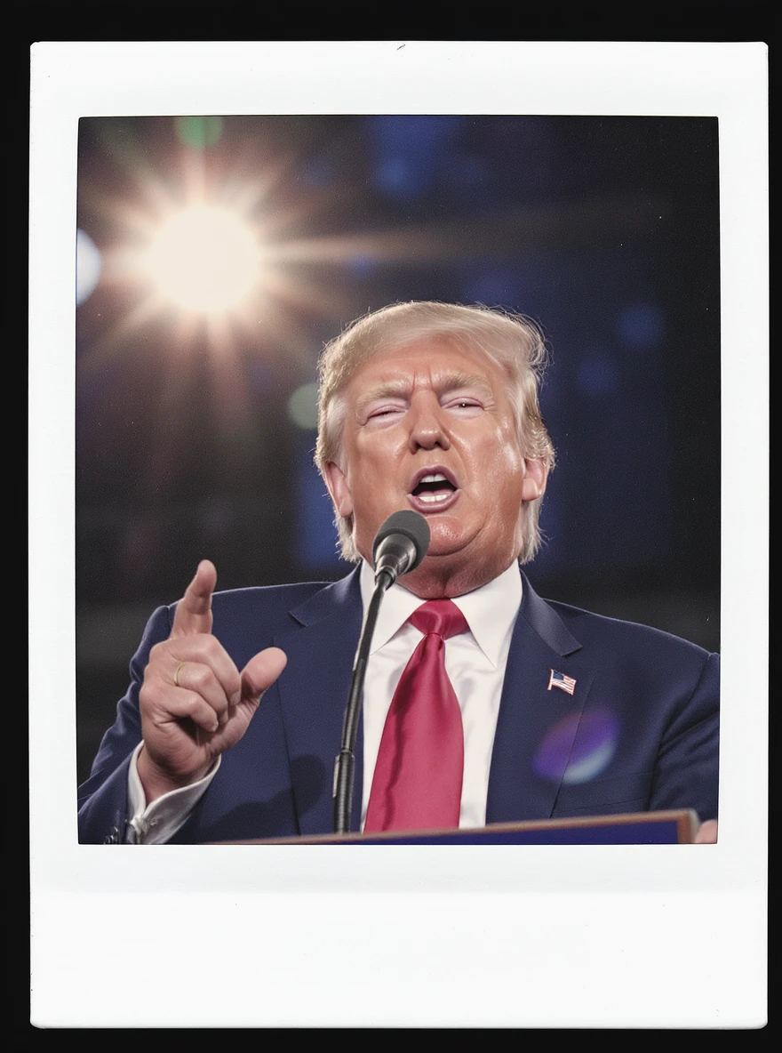 Donald Trump speaking at a rally emoji