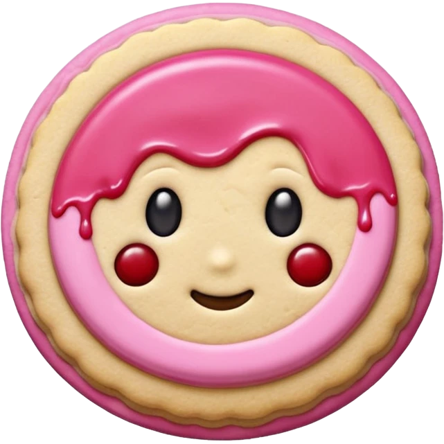 Sugar cookie with pink frosting and jam￼ emoji