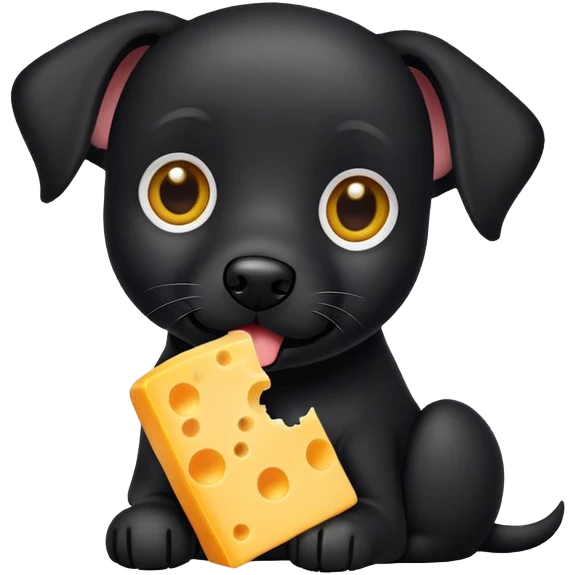Black dog eating cheese emoji