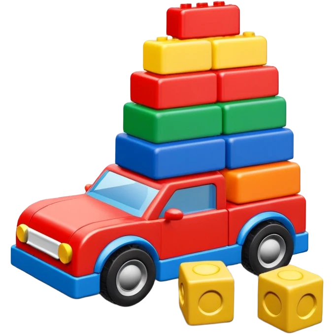 Toy car beside building blocks emoji