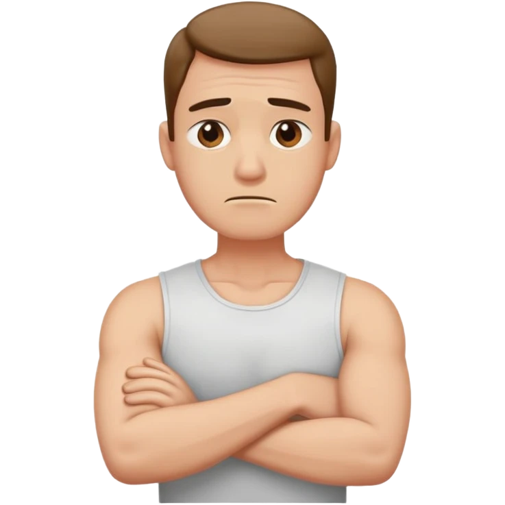 Arms crossed hold neck annoyed guy emoji
