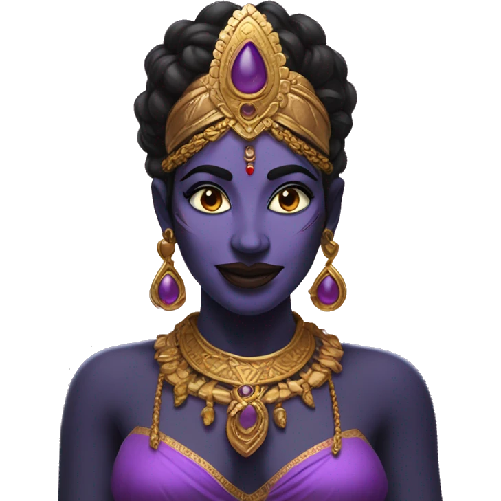 kali, Indian goddess, tongue out purple , black skin emoji