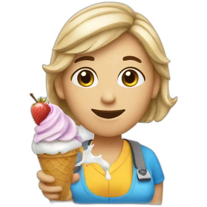 Customer service agent eating ice cream emoji