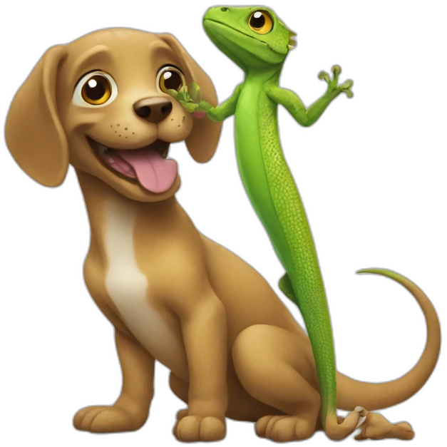 Lizard playing with dog emoji