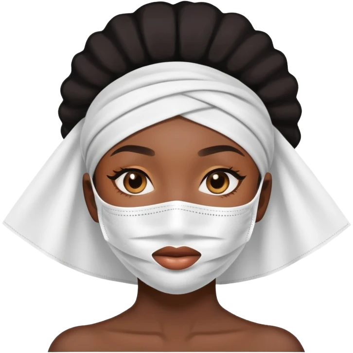black girl with sheet mask on  emoji