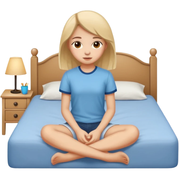 Jeune fille ado assise sur  un lit emoji