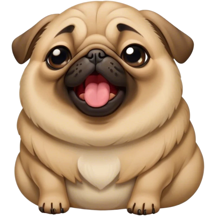 Cinematic Cute Yawning Fawn Pug Portrait Emoji, Head tilted slightly with a dramatic, wide-open yawn, showcasing a soft fawn coat with a velvety texture, floppy ears slightly drooping, round dark eyes barely open in drowsy contentment, Simplified yet irresistibly adorable features, highly detailed, glowing with a soft, cozy glow, high shine, relaxed yet expressive, stylized with a touch of whimsy, bright and endearing, soft glowing outline, capturing the essence of a sleepy yet affectionate companion, so drowsy it feels like it could stretch out of the screen and curl up for a nap! emoji