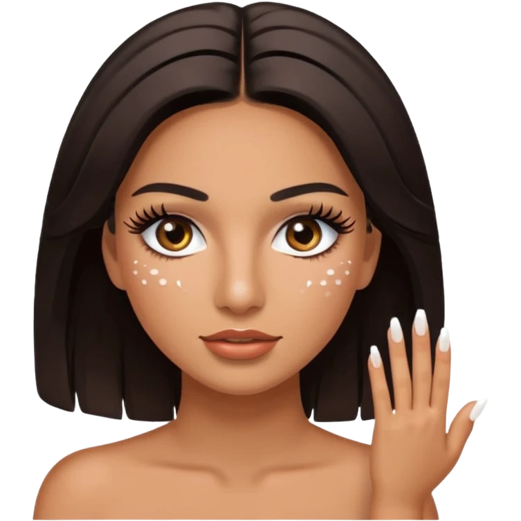 Baddie Latina emoji with fake lashes and white nails with cum on the face emoji