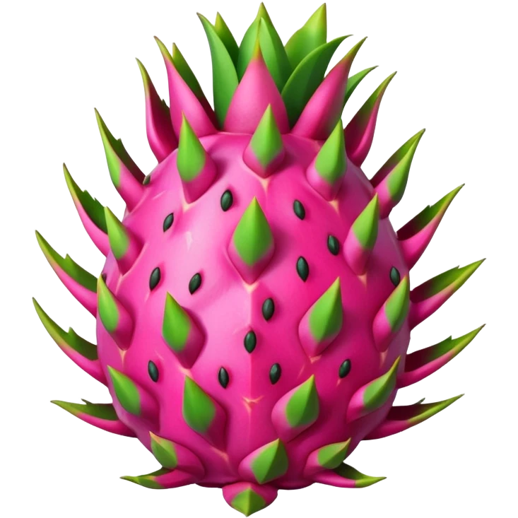 A vibrant dragon fruit emoji, showcasing its bright pink skin and green scales emoji