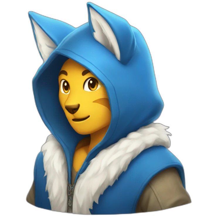 blue hood kitsune emoji