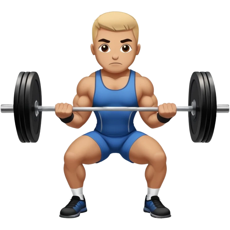 Powerlifter lifting a heavy barbell in a dramatic display of strength, muscles flexing under the pressure. The focus is on the lifter's intense effort and the heavy weights on each side. The background features a gym with weights and equipment, emphasizing the raw power of the sport.  emoji
