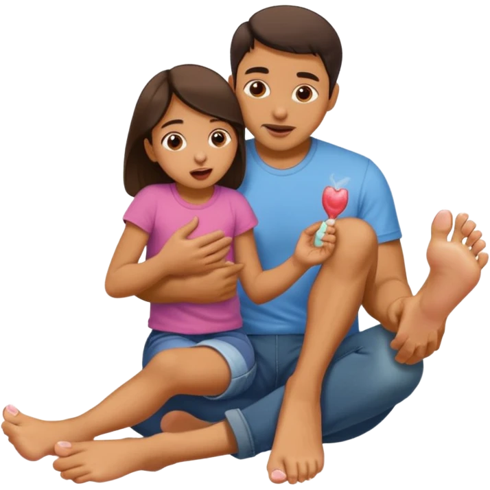 Kızını ayaklarını yalıyan bir erkek emoji