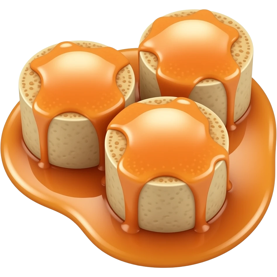 3 קציצות טופו עגולות ברוטב כתום emoji