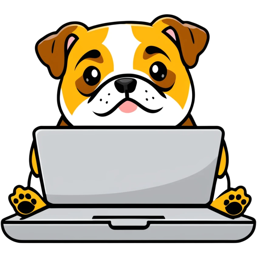 English bulldog with a laptop emoji