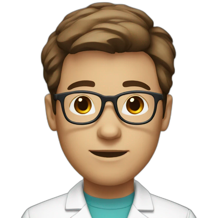 white doctor with short brown hair and clear glasses emoji