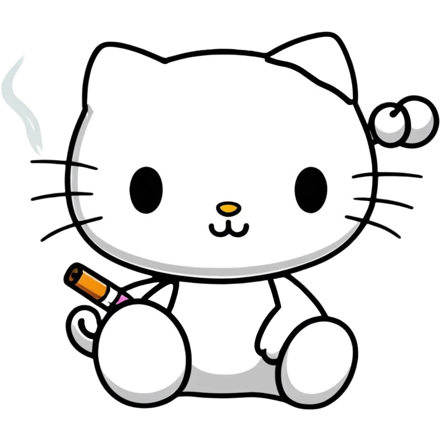 Hello kitty smoking emoji