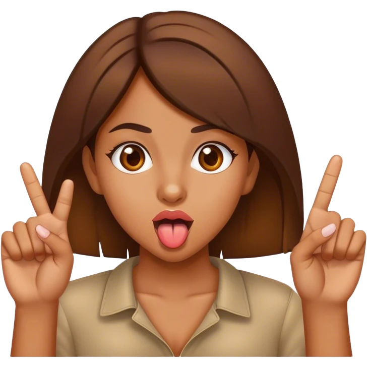 brown Girl sticking tongue out with middle fingers  emoji