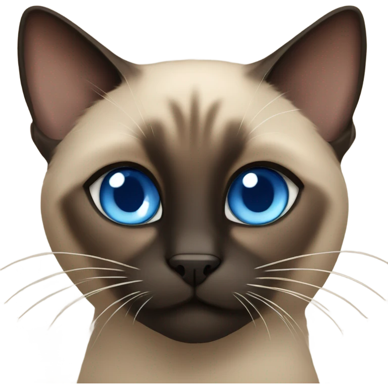 fluffy black and brown siamese cat with blue eyes  emoji