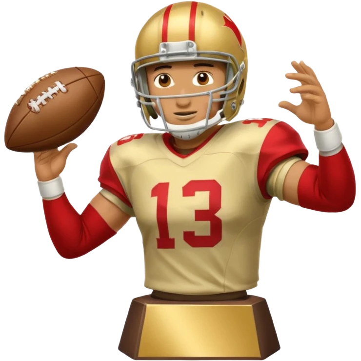 football player trophy gold old helmet player giving stiff arm knee up emoji