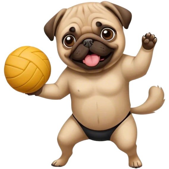 Pug playing volleyball emoji