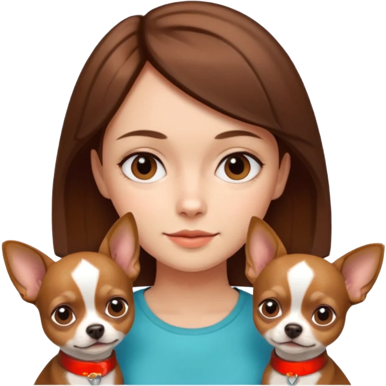 girl with mid-short brown hair and 2 chihuahuas emoji