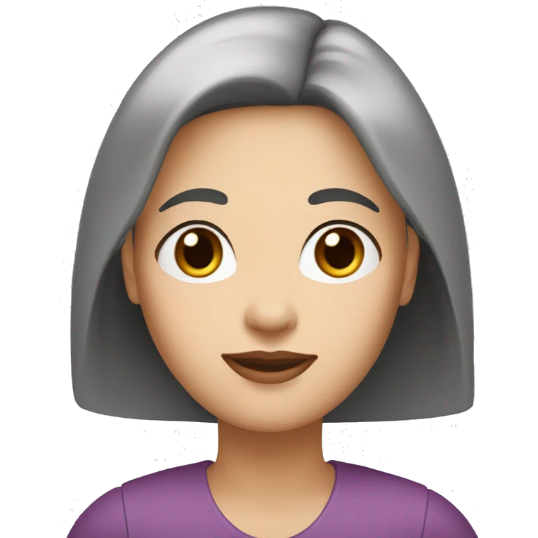 women in her 50's with white skin, black hair very long and straight and brown eyes emoji