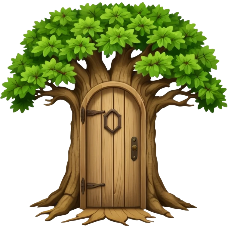 large and old oak tree with door emoji