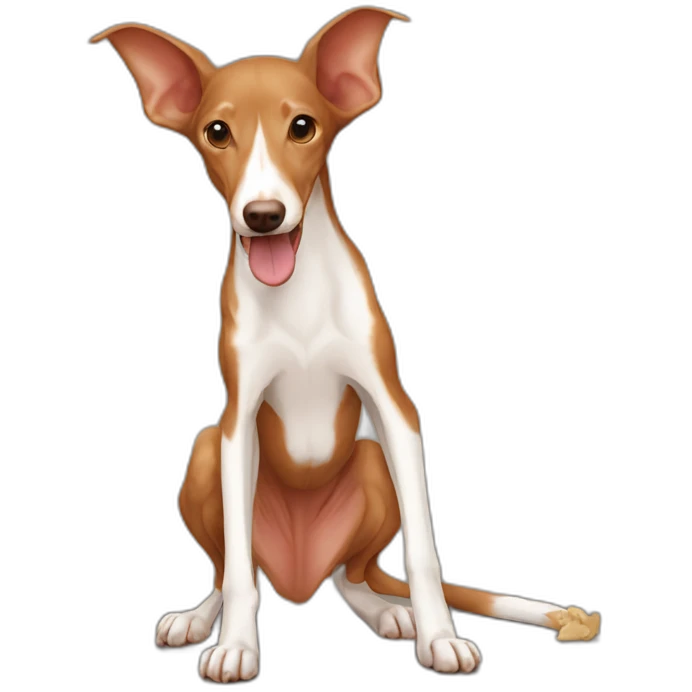 brown podenco eating emoji